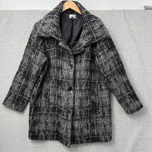 Chicos Women's Black Gray Tweed Wool Blend Button Up‎ Coat Jacket Sz XL (3)